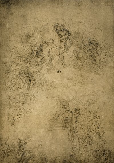 Preparatory sketch for the Last Judgment in the Sistine Chapel (drawing by Michelangelo) by Michelangelo Buonarroti